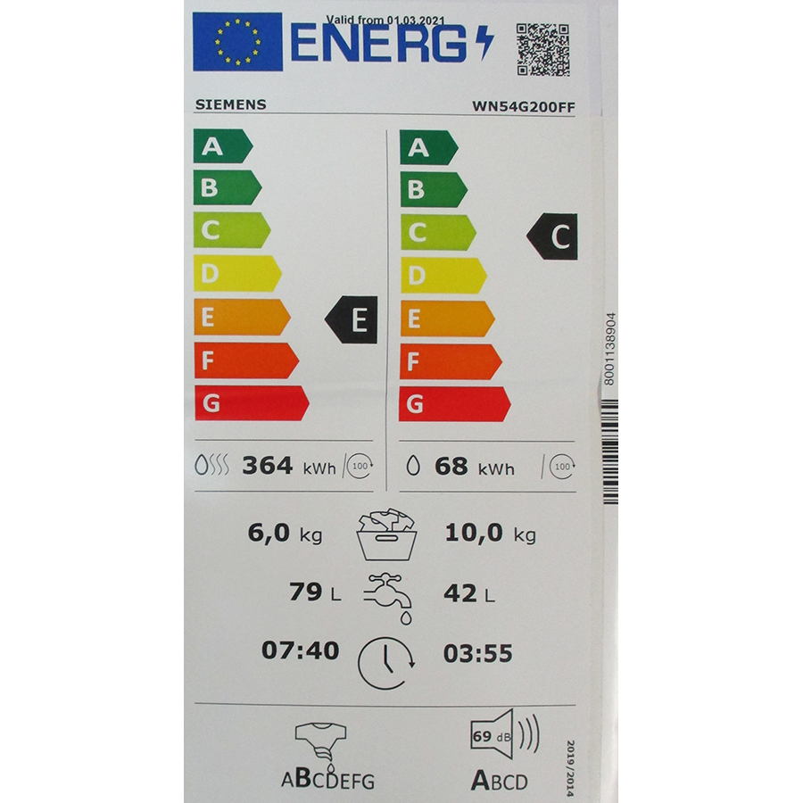 Siemens WN54G200FF - Étiquette énergie