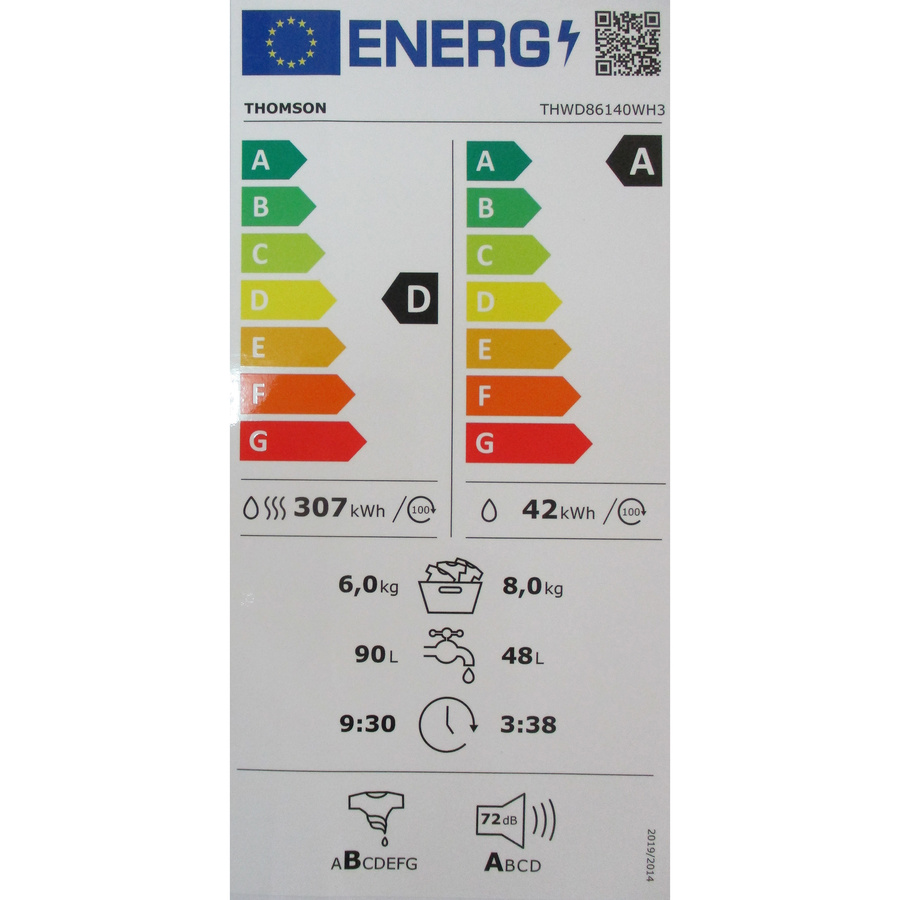 Thomson (Darty) THWD86140WH3 - Étiquette énergie