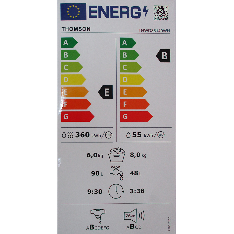 Thomson (Darty) THWD86140WH - Étiquette énergie