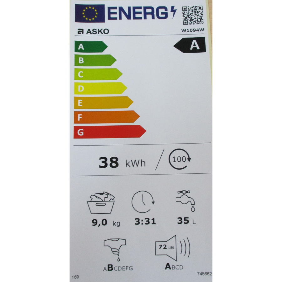 Asko W1094W - Étiquette énergie
