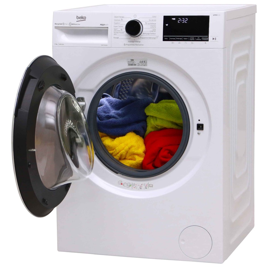 Beko B5WFT59419W FiberCatcher - Vue porte ouverte