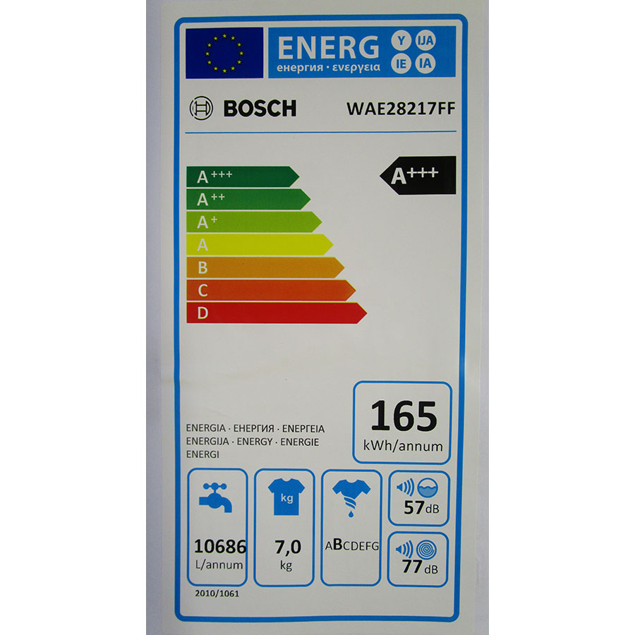Bosch WAE28217FF Série 2 - Étiquette énergie