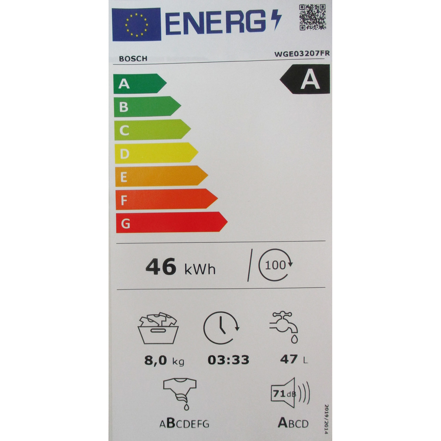 Bosch WGE03207FR - Étiquette énergie
