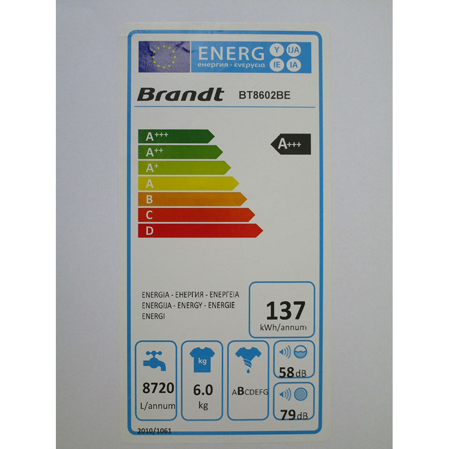 Brandt BT8602B - Étiquette énergie