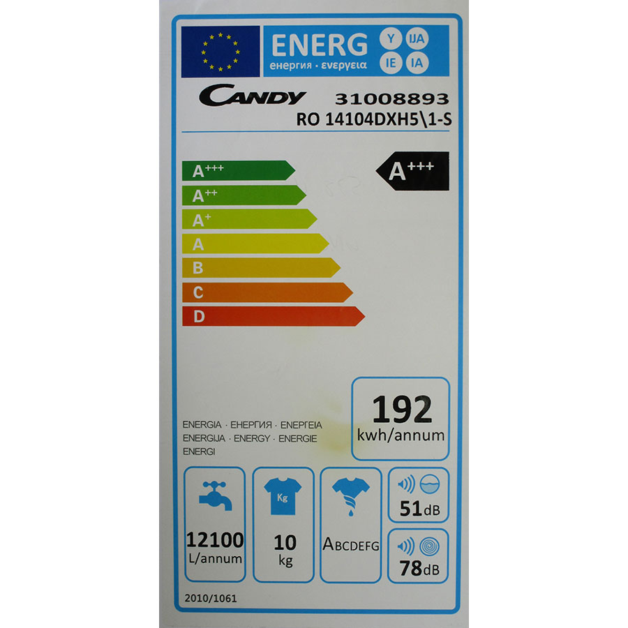 Candy RO14104DXH51-S - Étiquette énergie