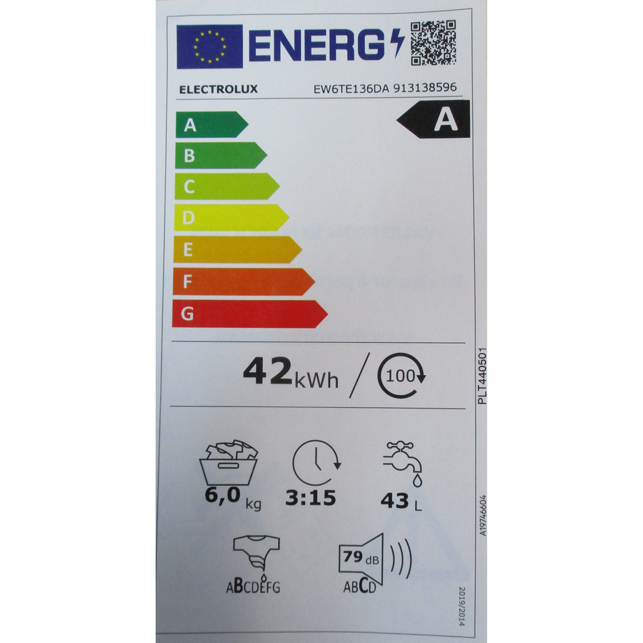 Electrolux EW6TE136DA - Étiquette énergie
