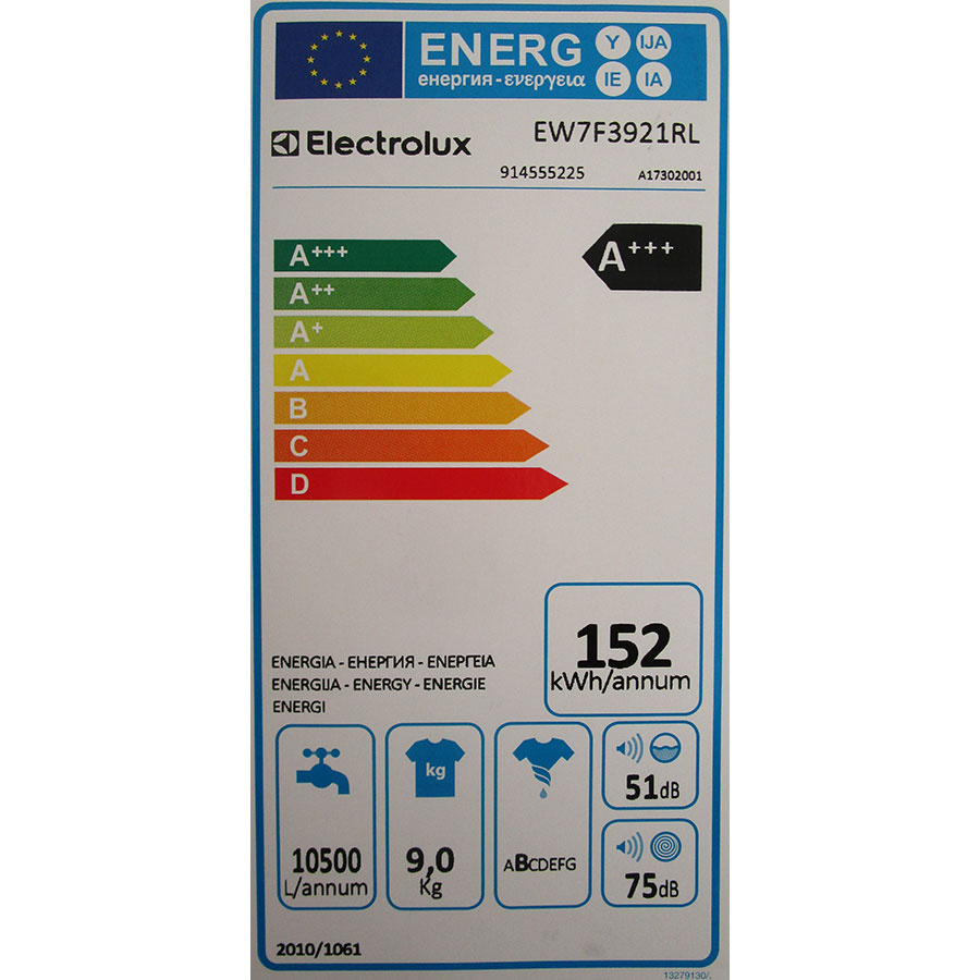 Electrolux EW7F3921RL - Étiquette énergie