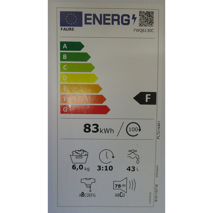 Faure FWQ6130C - Nouvelle étiquette énergie