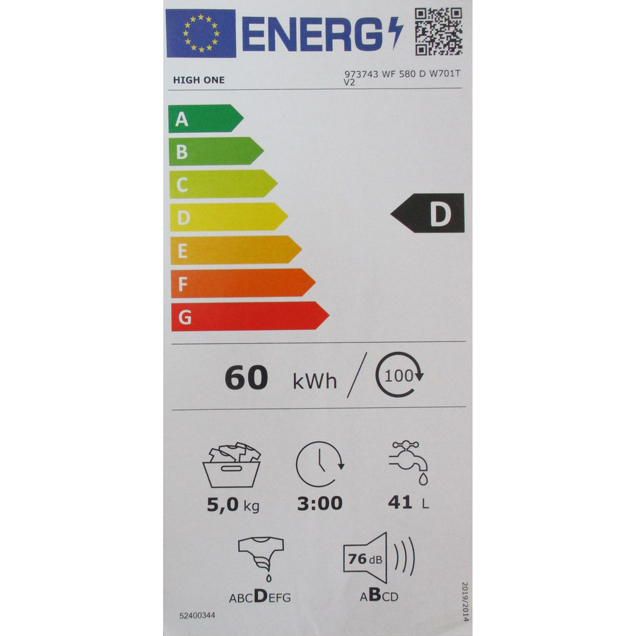High One (Electro Dépôt) WF 580 D W701T V2 - Étiquette énergie