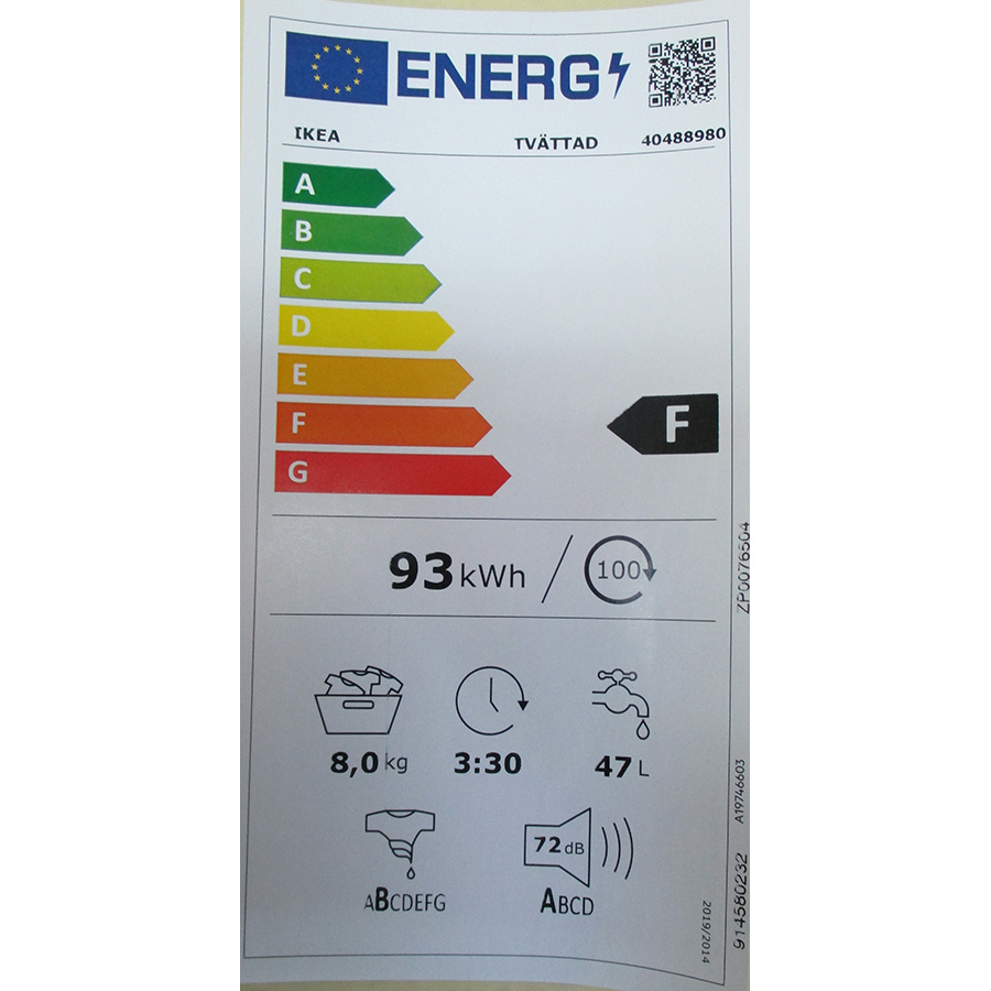 Ikea Tvättad 404.889.80 - Nouvelle étiquette énergie