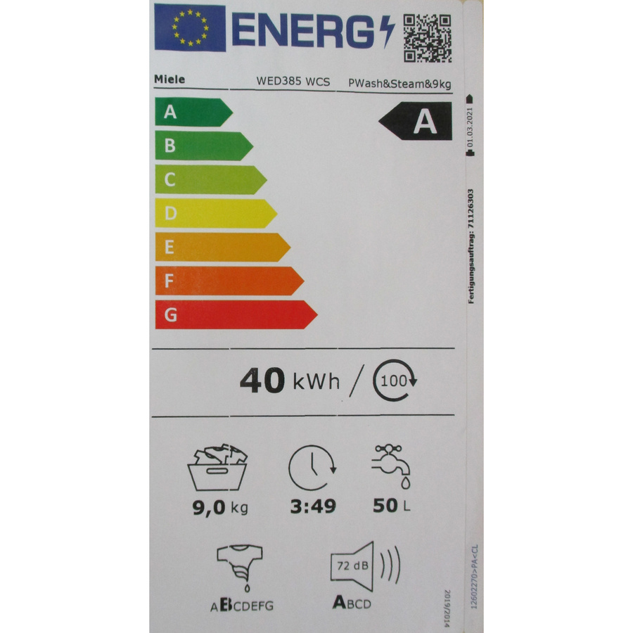 Miele WED385 WCS - Étiquette énergie