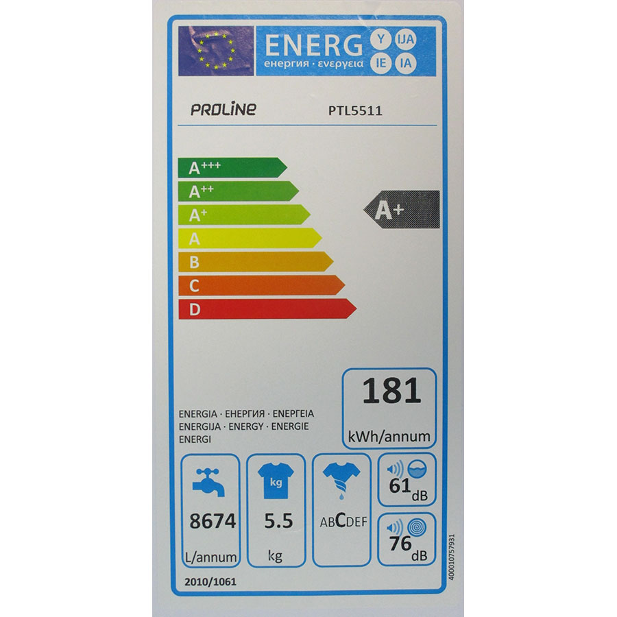 Proline (Darty) PTL5511 - Étiquette énergie