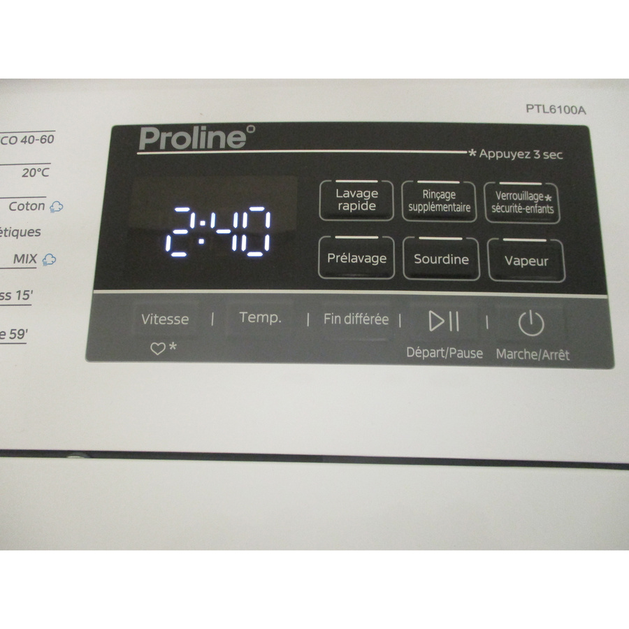 Test Proline (Darty) PTL6100A - Lave-linge - Que Choisir Ensemble