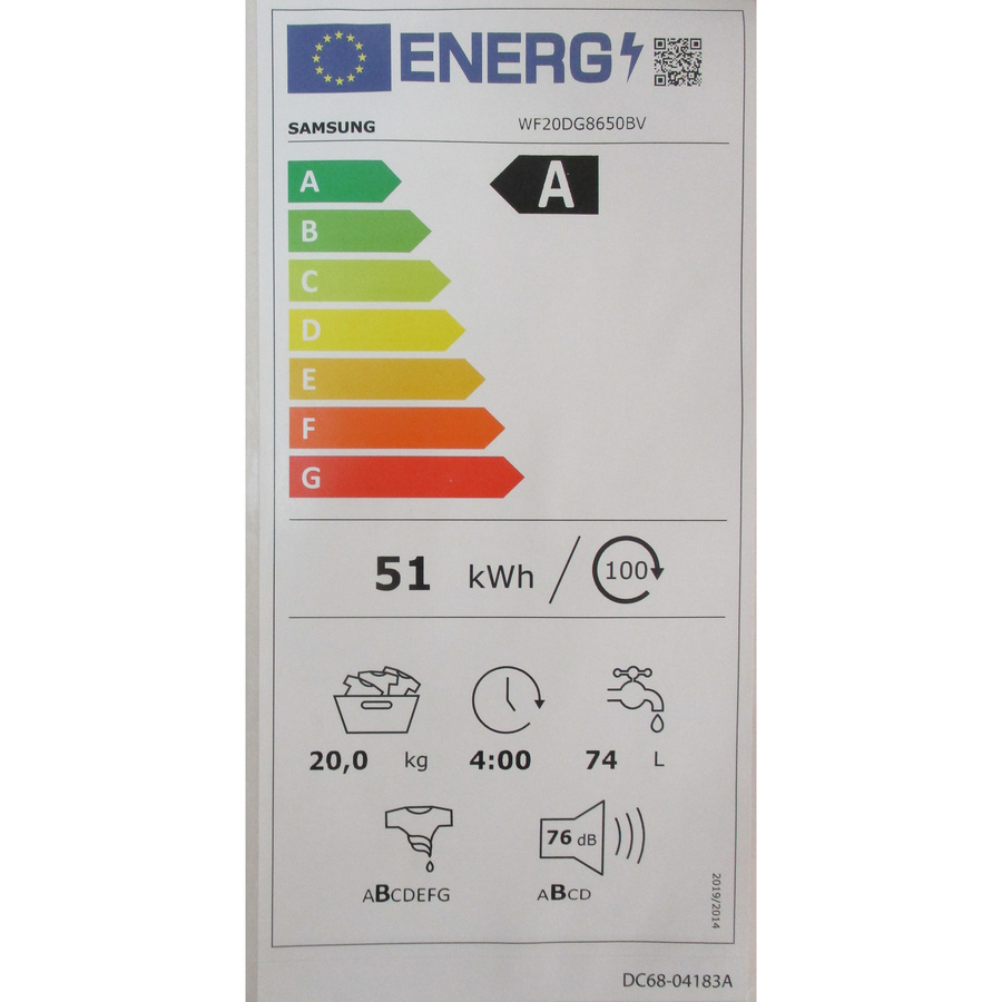 Samsung WF20DG8650BV - Étiquette énergie