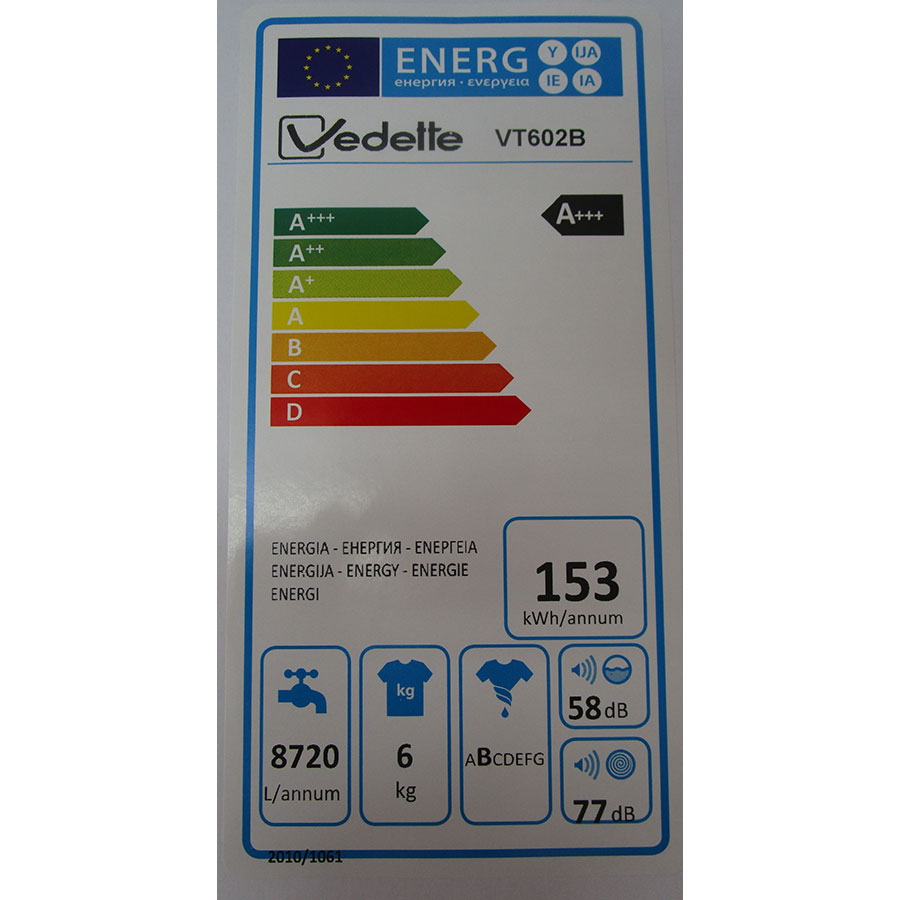 Vedette VT602B - Étiquette énergie
