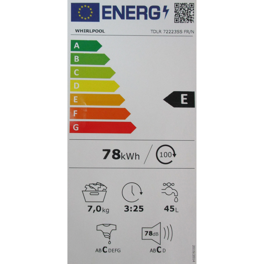 Whirlpool TDLR72223SSFR/N - Étiquette énergie