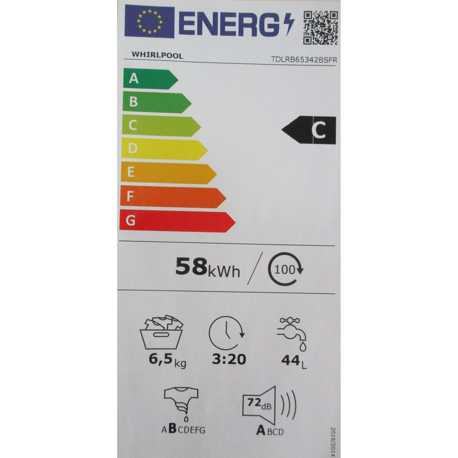 Whirlpool TDLRB65342BSFR - Étiquette énergie