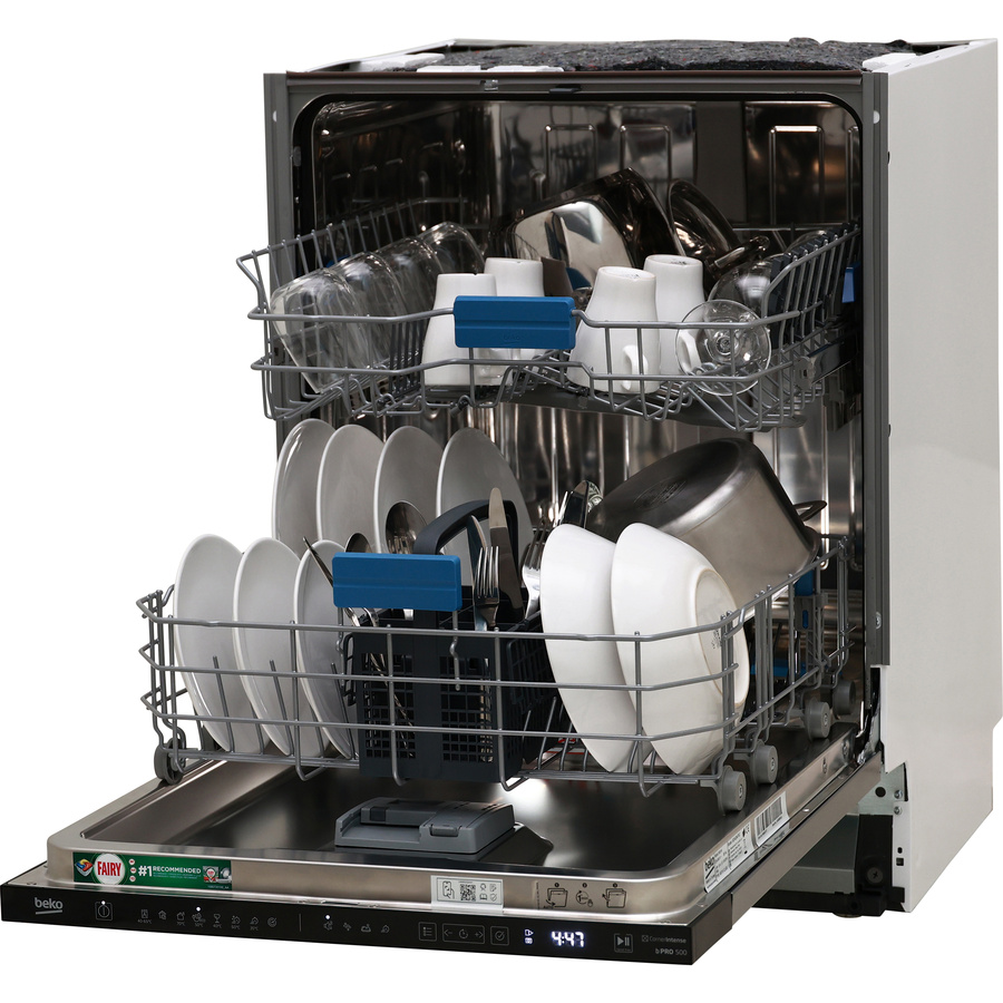 Beko BDIN28470C - Vue de 3/4, porte ouverte