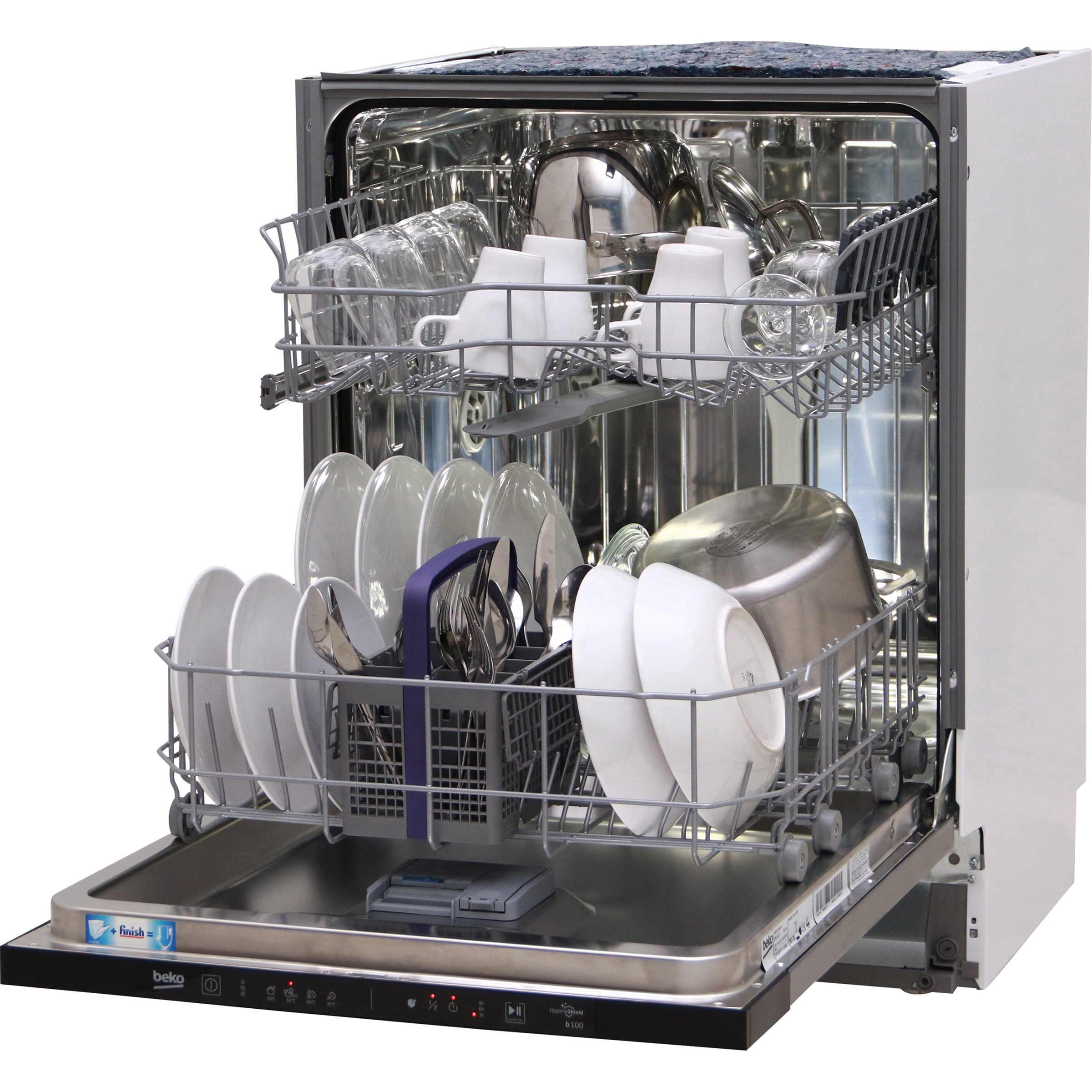 Beko BLVI70F - Vue de 3/4, porte ouverte