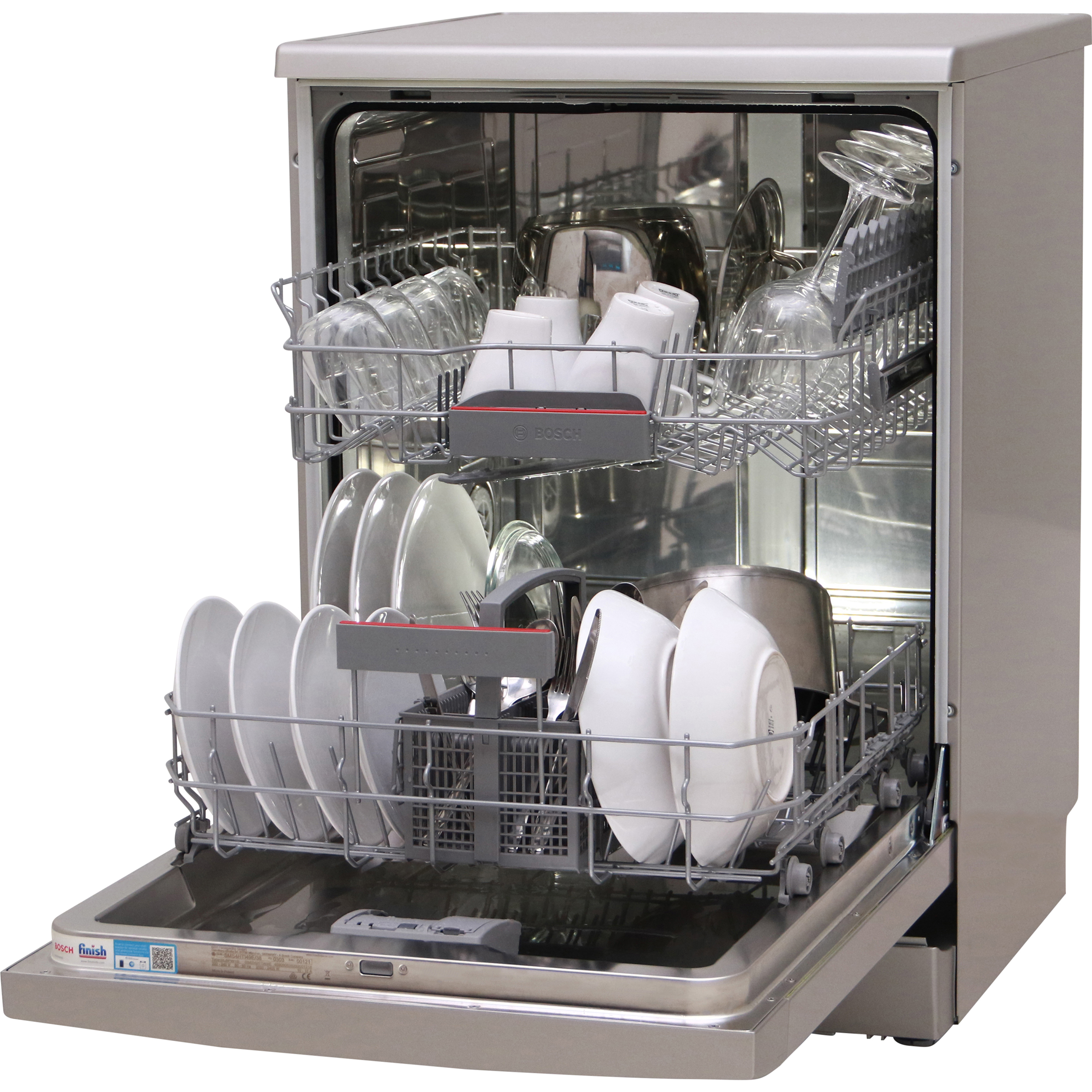 Bosch SMS4HTI49E - Vue de 3/4, porte ouverte