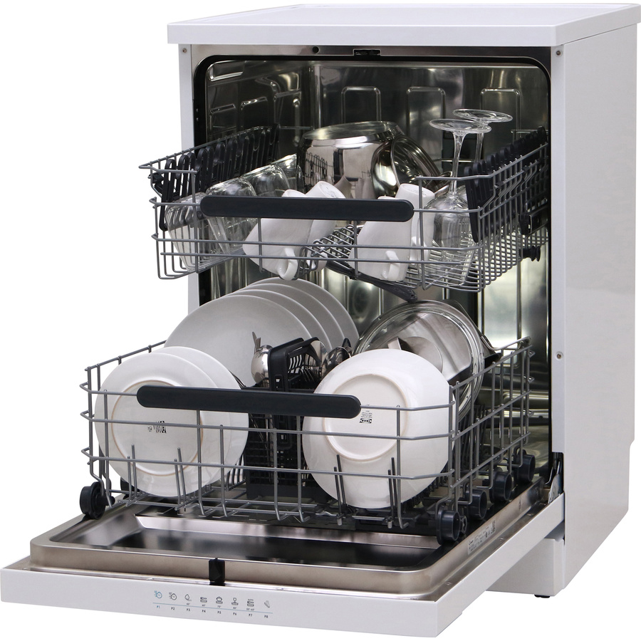 Candy CF6C4F0W - Vue de 3/4, porte ouverte