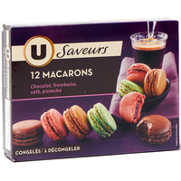 U Saveurs 12 macarons (chocolat, framboise, café, pistache)