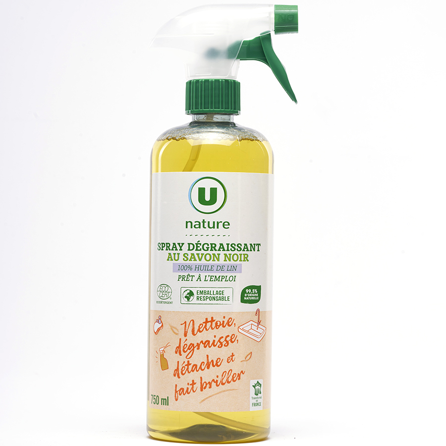 Test U Nature Spray dégraissant au savon noir 100 % huile de lin