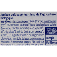 Biocoop Jambon blanc Supérieur sans sel nitrité - Liste des ingrédients
