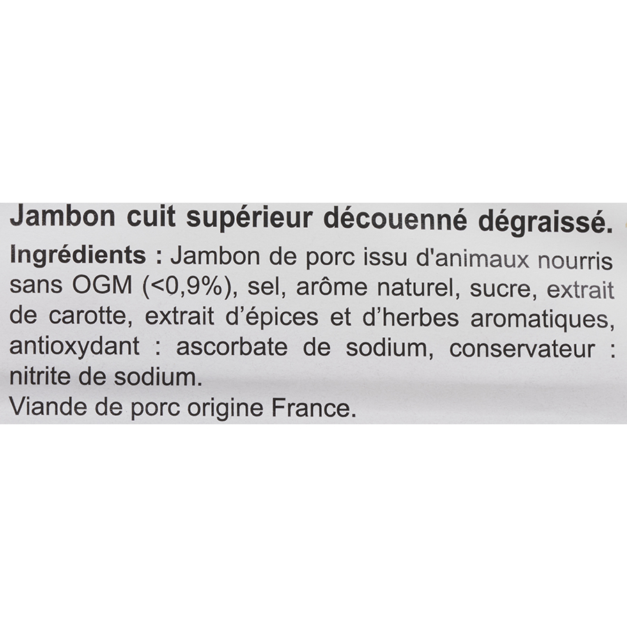 Carrefour extra Le supérieur cuit à l'étouffé - Liste des ingrédients