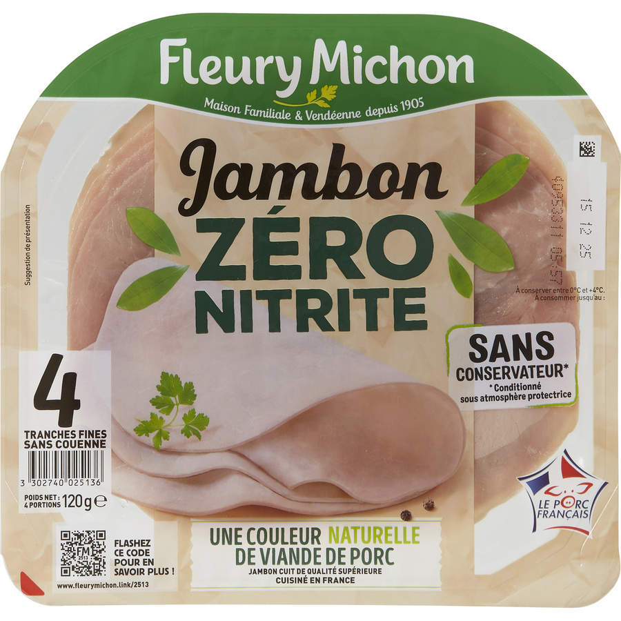 Fleury Michon Jambon zéro nitrite, sans conservateur