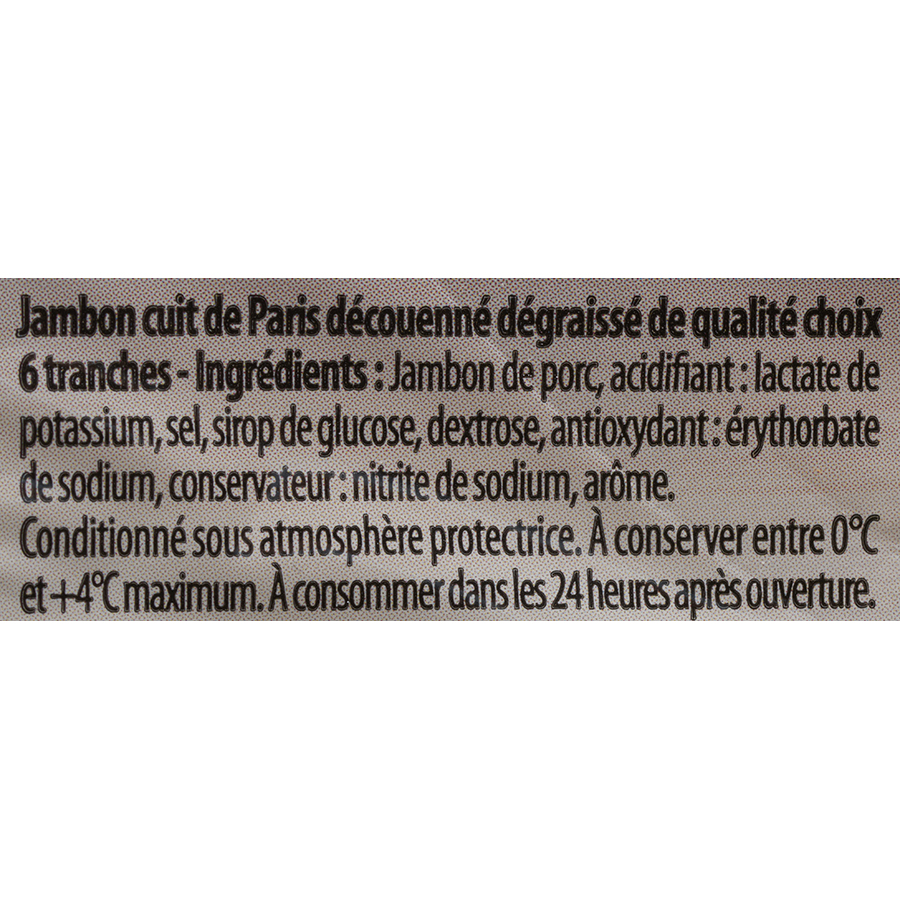 Le marsigny (Aldi) Le Paris sans couenne - Liste des ingrédients