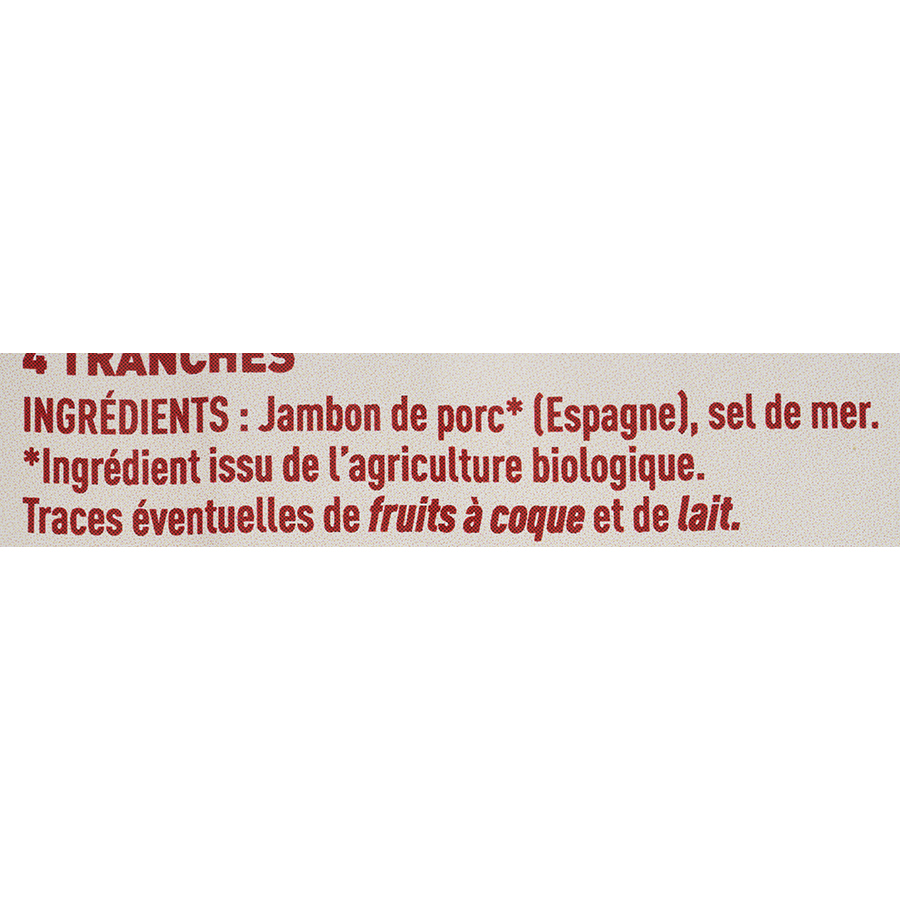 Naturalia Jambon serrano - Liste des ingrédients