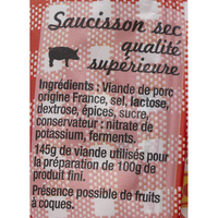 Cochonou Le généreux - saucisson sec - Liste des ingrédients