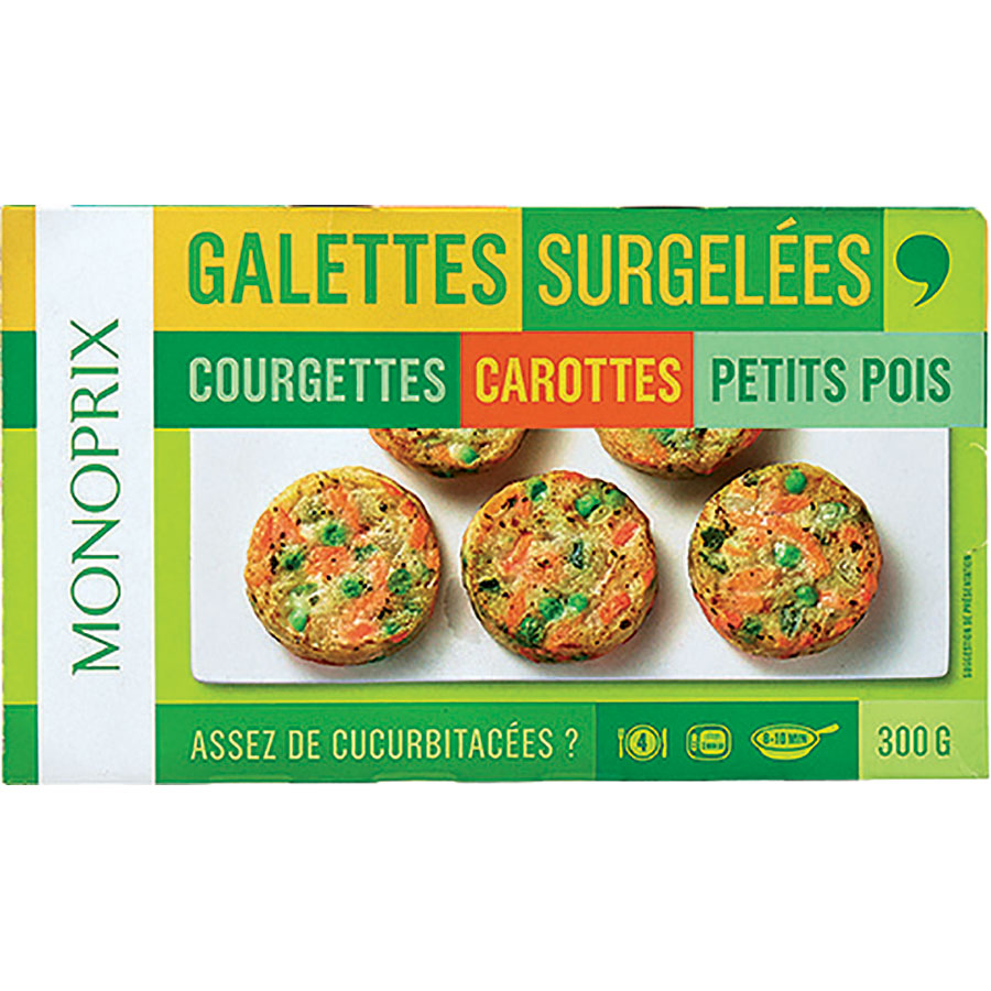 Monoprix Galettes surgelées – Courgettes, carottes, petits pois - 
