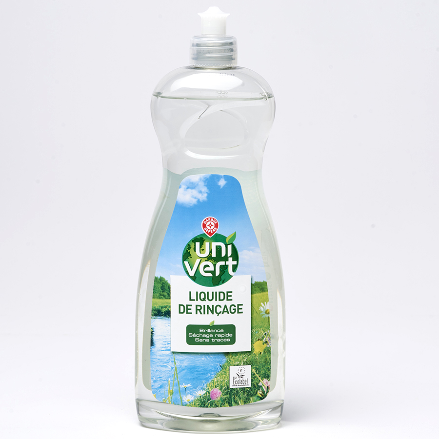 Uni Vert (E.Leclerc) Tablettes lave-vaisselle - Liquide de rinçage associé au détergent pour le test
