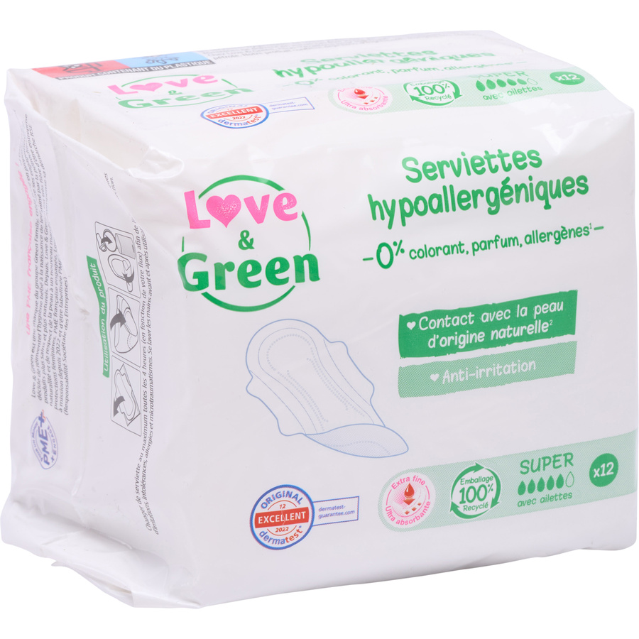 Love & Green Serviettes hypoallergéniques super