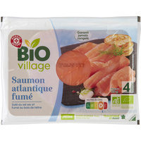 Bio village (E.Leclerc) Saumon fumé garanti jamais congelé