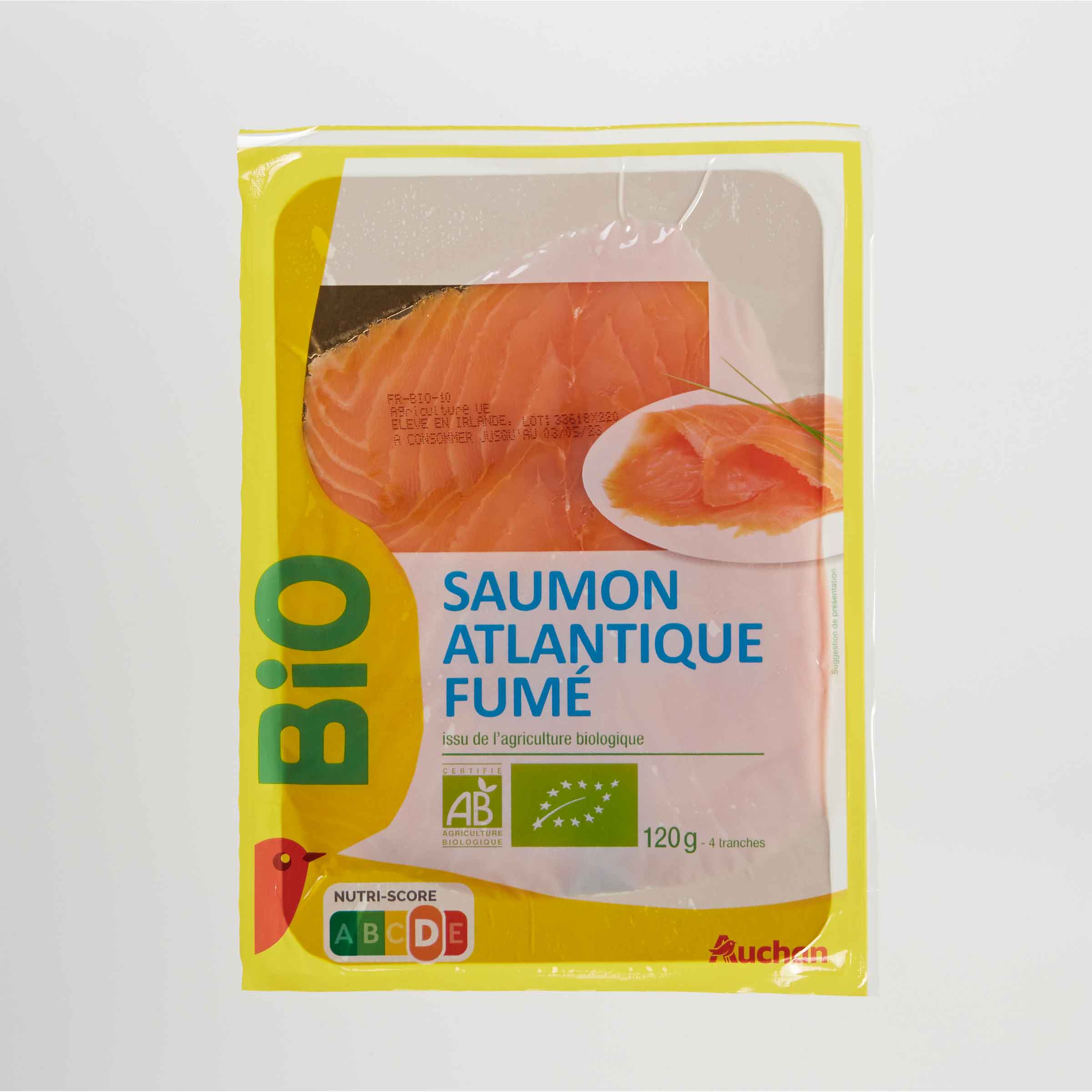 Auchan bio Saumon Atlantique fumé-