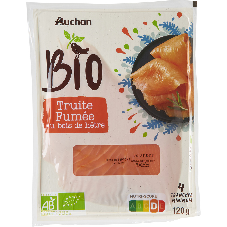 Auchan Bio Truite fumée au bois de hêtre