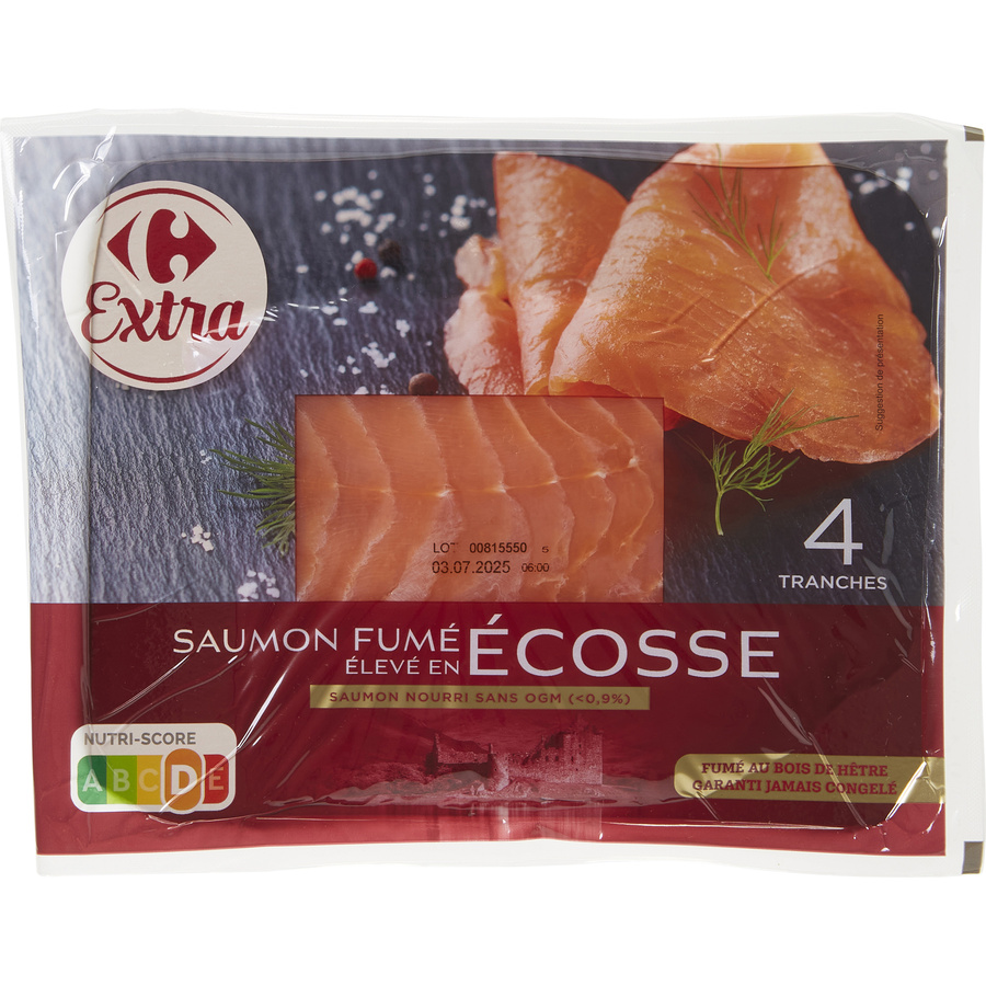 Carrefour Extra Saumon fumé élevé en Écosse