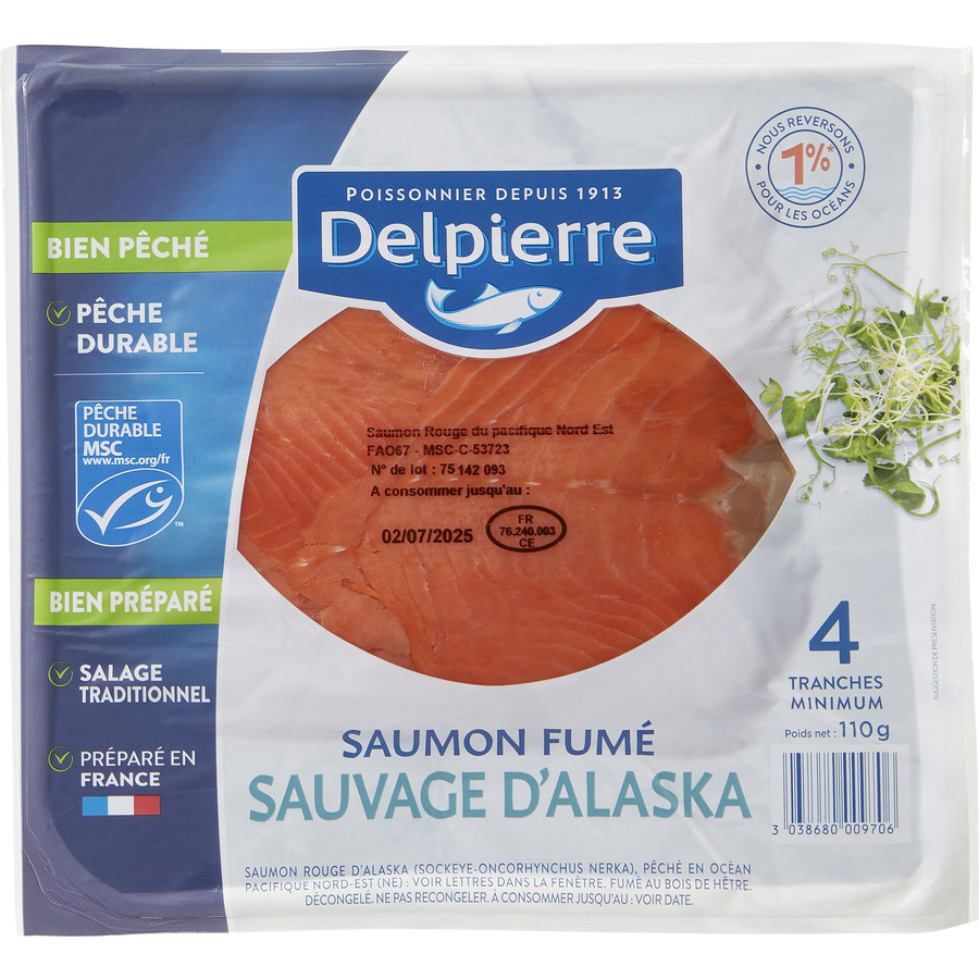 Delpierre Saumon fumé sauvage d'Alaska
