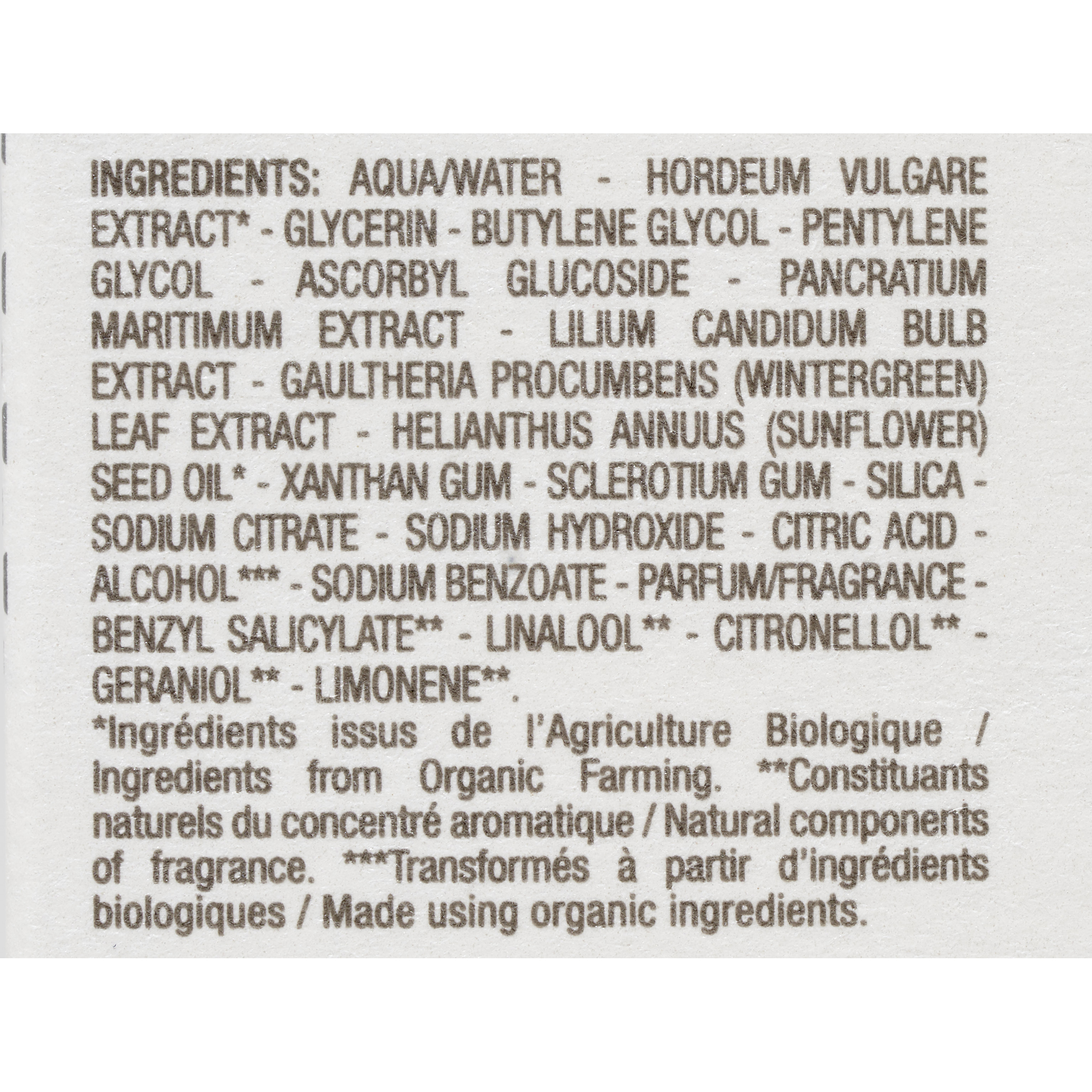 Melvita Nectar blanc Concentré éclaircissant – Bio - Liste des ingrédients