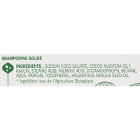 Bio Naïa (Marque Repère) Shampooing solide à l’huile de coco bio, parfumé au thé vert - Liste des ingrédients