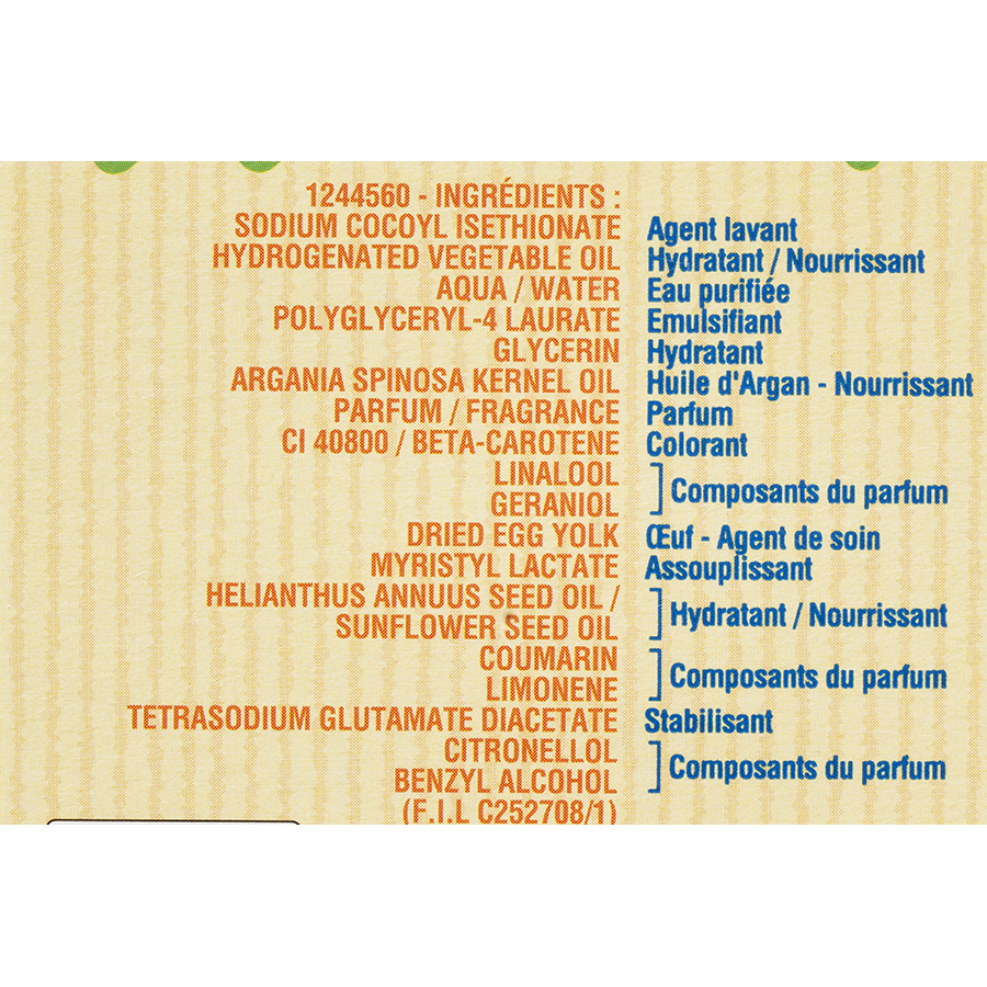 Dop Shampooing solide aux œufs - Liste des ingrédients