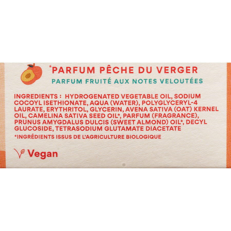 Respire Shampoing solide pêche du verger - Liste d'ingrédients