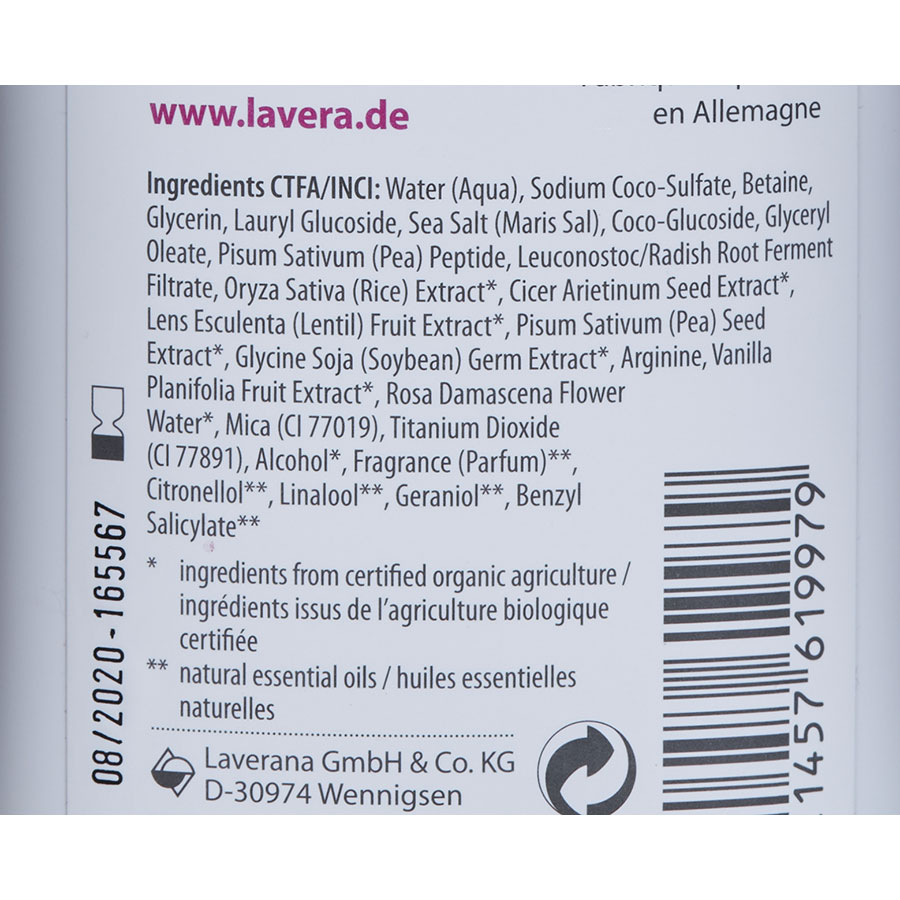 Lavera bio Shampooing Protection & soin - Liste d'ingrédients