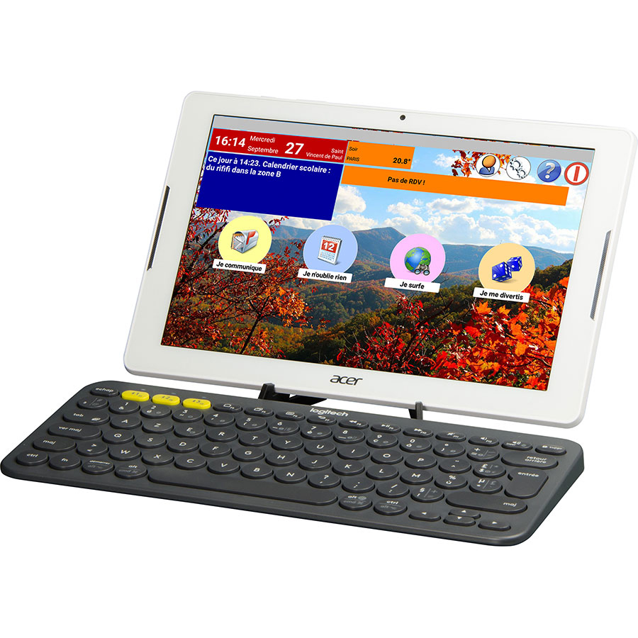 Ordimemo Simplicitab Acer 10 + clavier - Vue avec le clavier