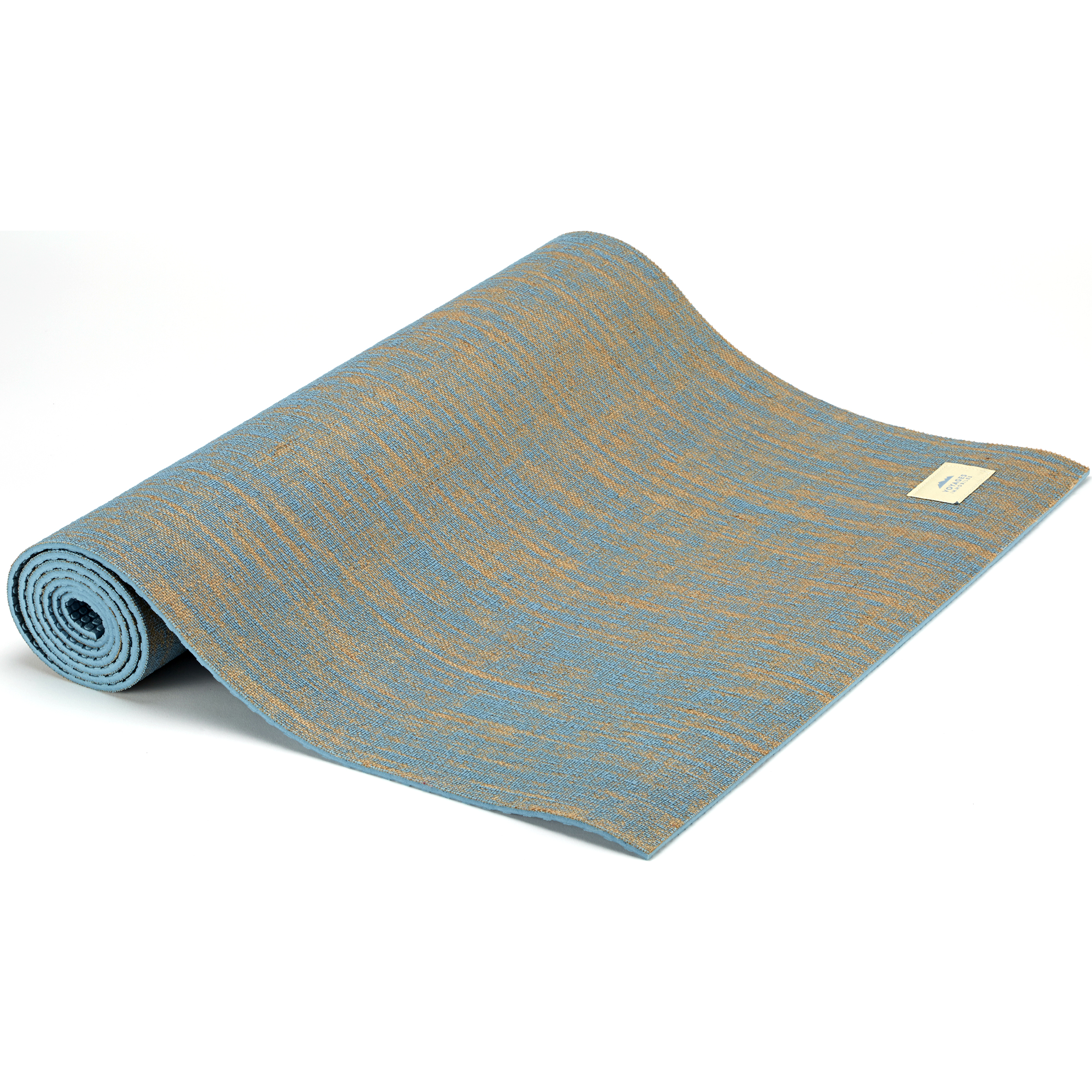 Voyages immobiles Tapis de yoga renforcé en toile de jute bleu