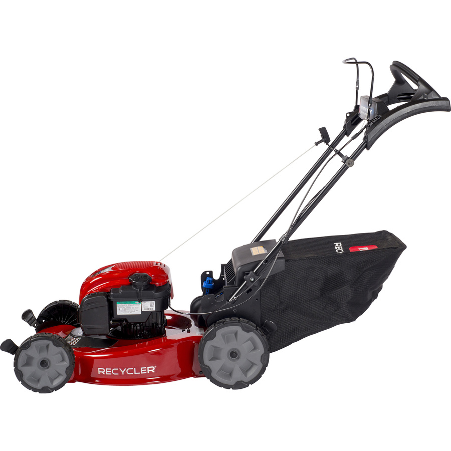 Toro Recycler S55A 21771 - Vue de côté avec le bac de ramassage